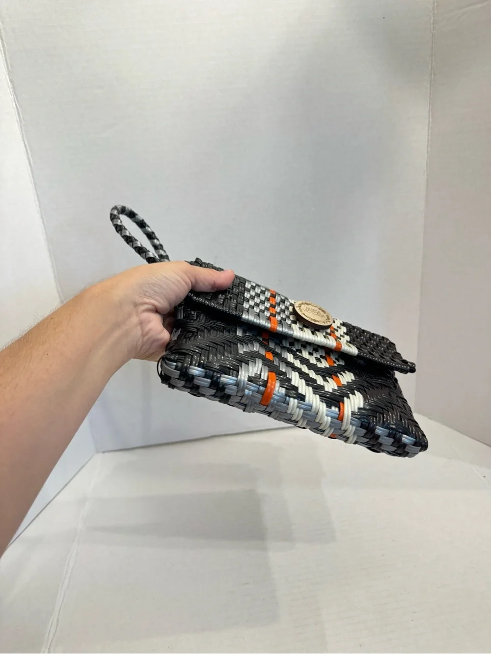 MARIA VICTORIA Handcrafted Artisan Made PVC Wristlet Clutch Bag Made in Mexico